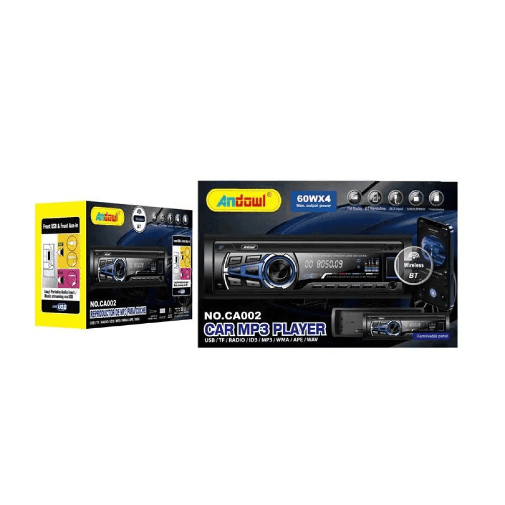 AUTORADIO LETTORE MP3 SISTEMA AUDIO AUTO 1 DIN BT USB AUX FM SD CARD MP3 CA002 - 6