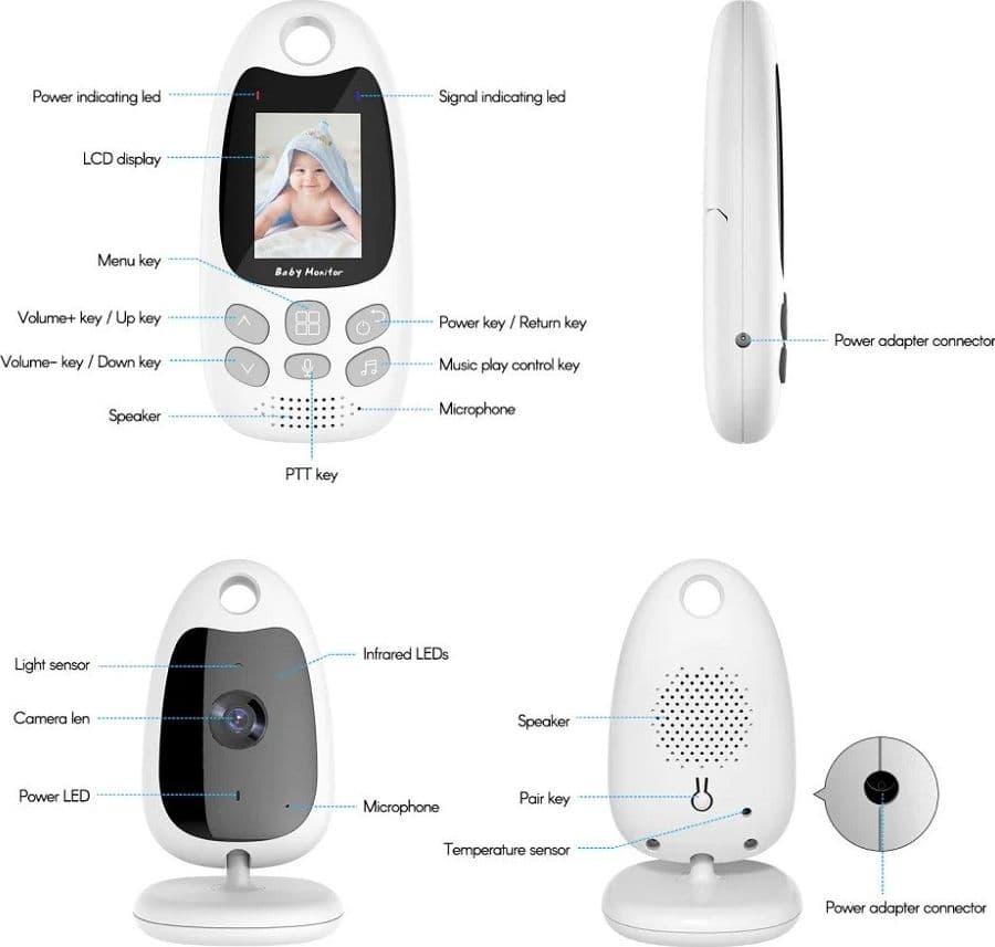 BABY MONITOR WIRELESS 2" HD MONITORAGGIO BAMBINO A 2 VIE BIDIREZIONALE Q-SX903 - 4