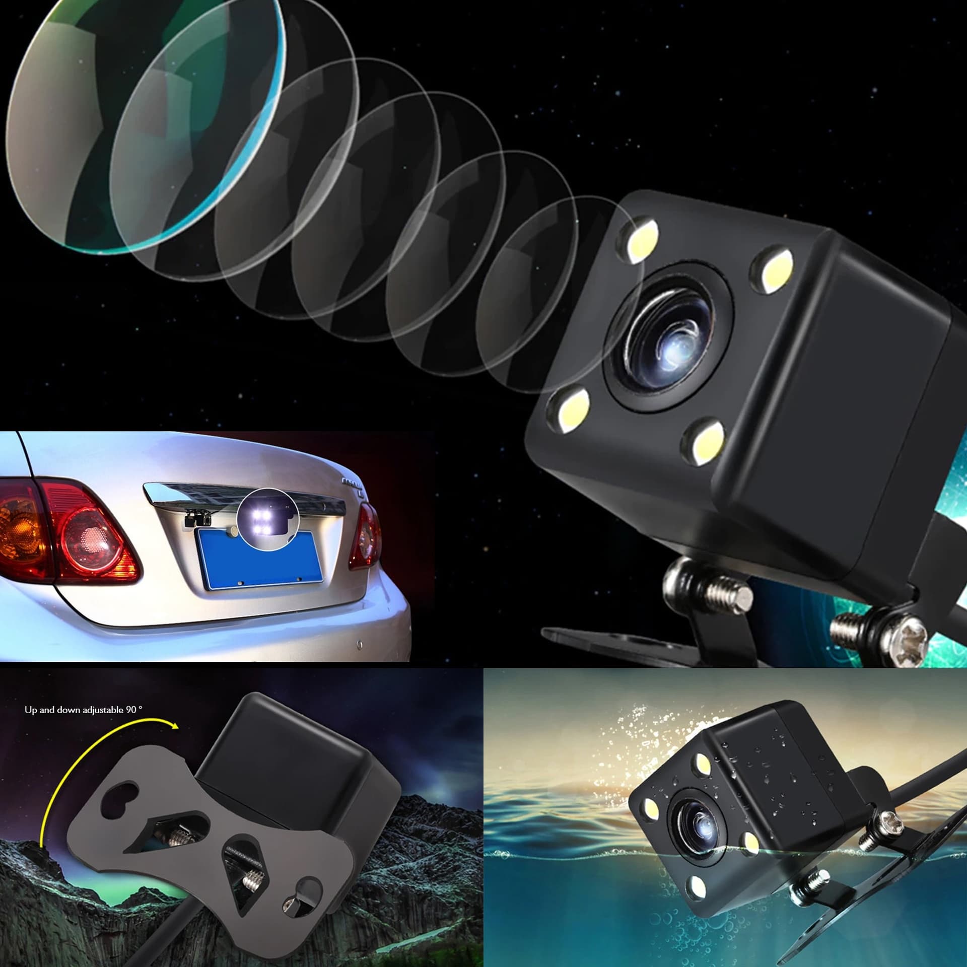 TELECAMERA PER RETROMARCIA PER AUTO Q-DC2 VISIONE NOTTURNA A 170° IMPERMEABILE - 6