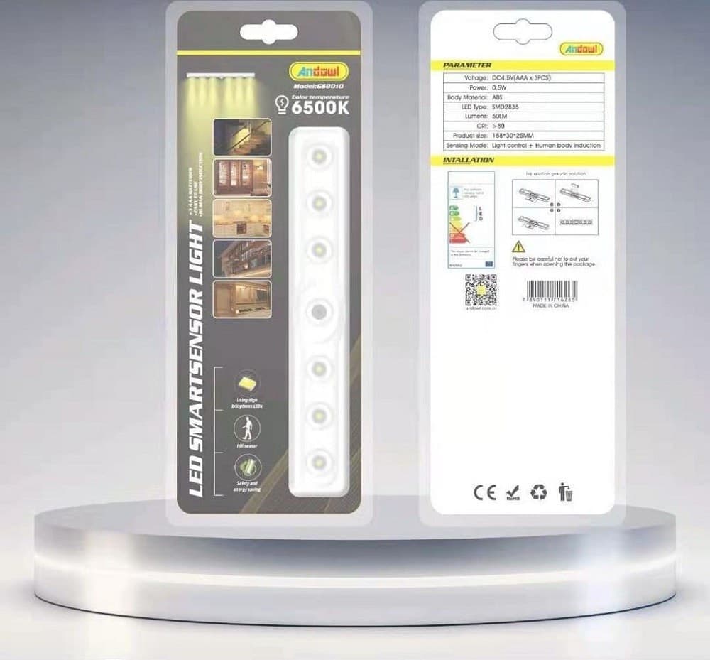 BARRA LED CON SENSORE DI MOVIMENTO PER CORRIDOIO ARMADI CASSETTI A BATTERIE 8010 - 11