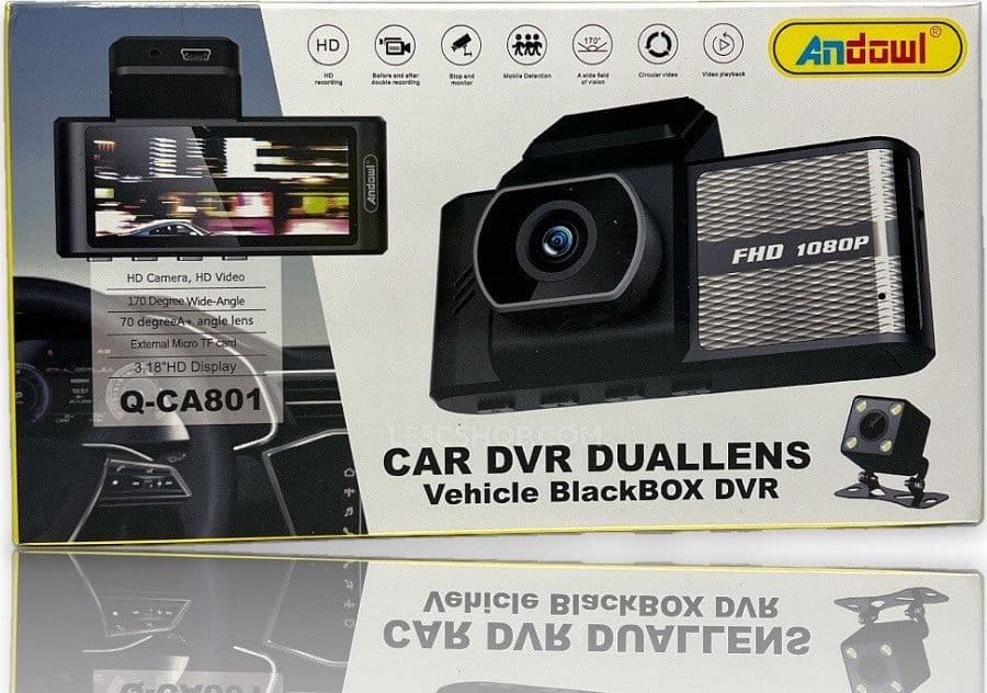 TELECAMERA DASH CAM AUTO HD DVR CAR VIDEO CAMERA HD Q-CA801 DOPPIA LENTE BLACKBOX - 6