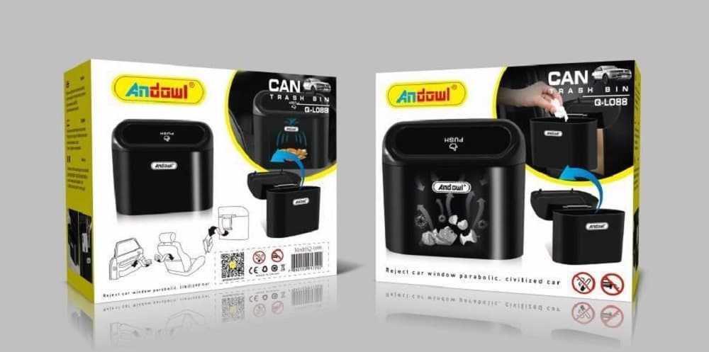 MINI PATTUMIERA CESTINO PORTAOGGETTI RIFIUTI PER AUTO CON CLIP SUPPORTO Q-L088 - 3