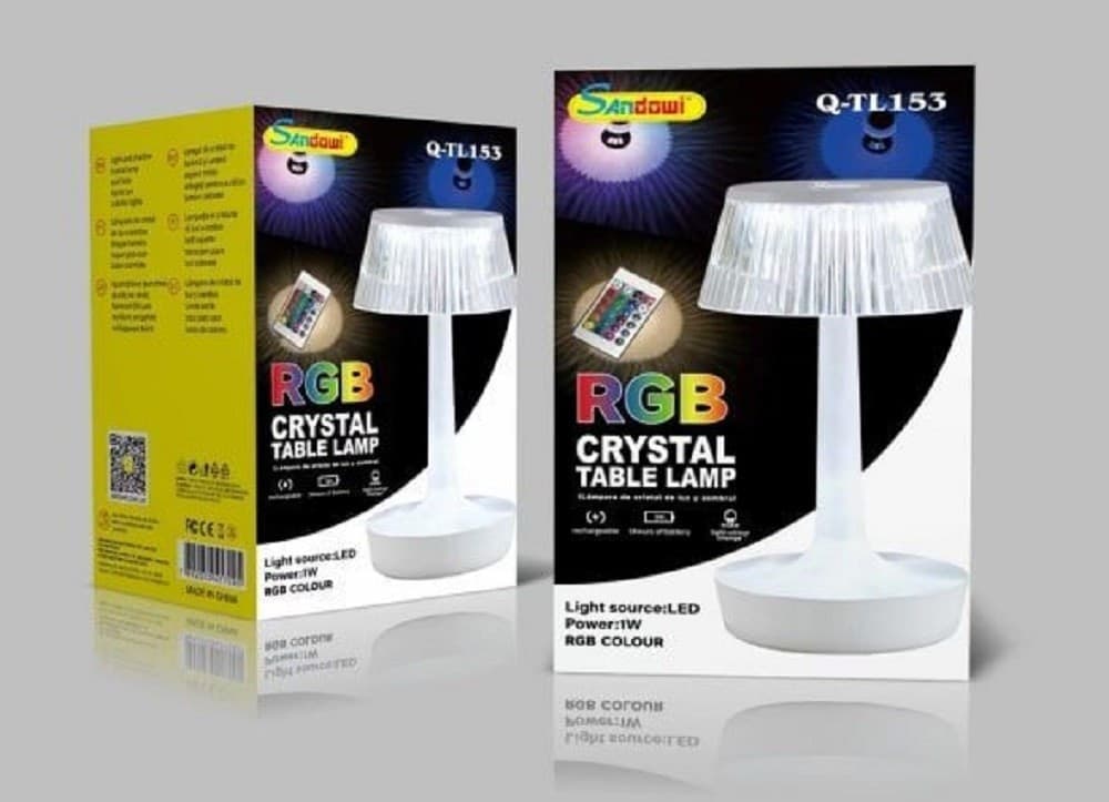 LAMPADA DA TAVOLO IN CRISTALLO DECORATIVA CON LED RGB TOUCH BIANCO 5V Q-TL153 - 12