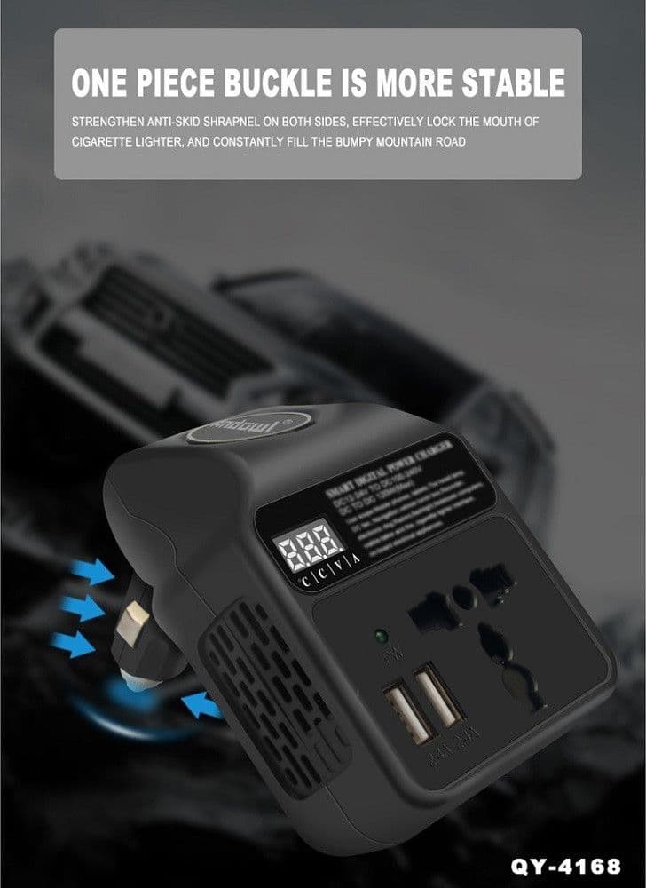 INVERTER DI POTENZA PER AUTO DA 150W CC A CA CARICATORE USB CONVERTITORE QY-4168 - 11