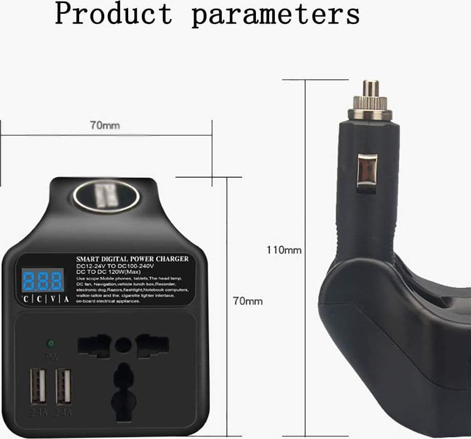 INVERTER DI POTENZA PER AUTO DA 150W CC A CA CARICATORE USB CONVERTITORE QY-4168 - 9