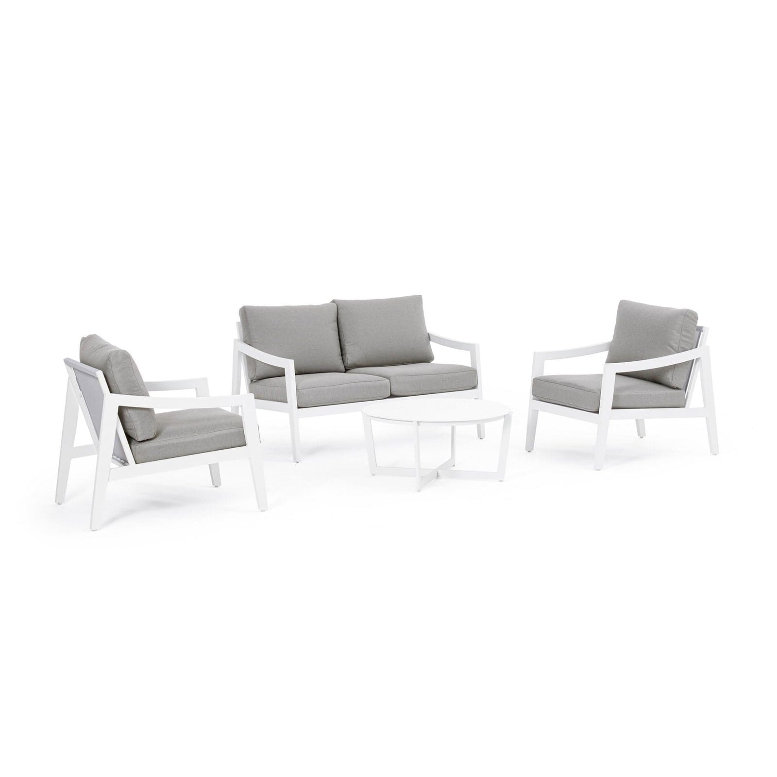 Salottino "Sirenus" con struttura in alluminio, seduta e schienale in textilene, per esterno Giardino e giardinaggio/Arredamento da giardino e accessori/Set di mobili Decor Space - Altamura, Commerciovirtuoso.it