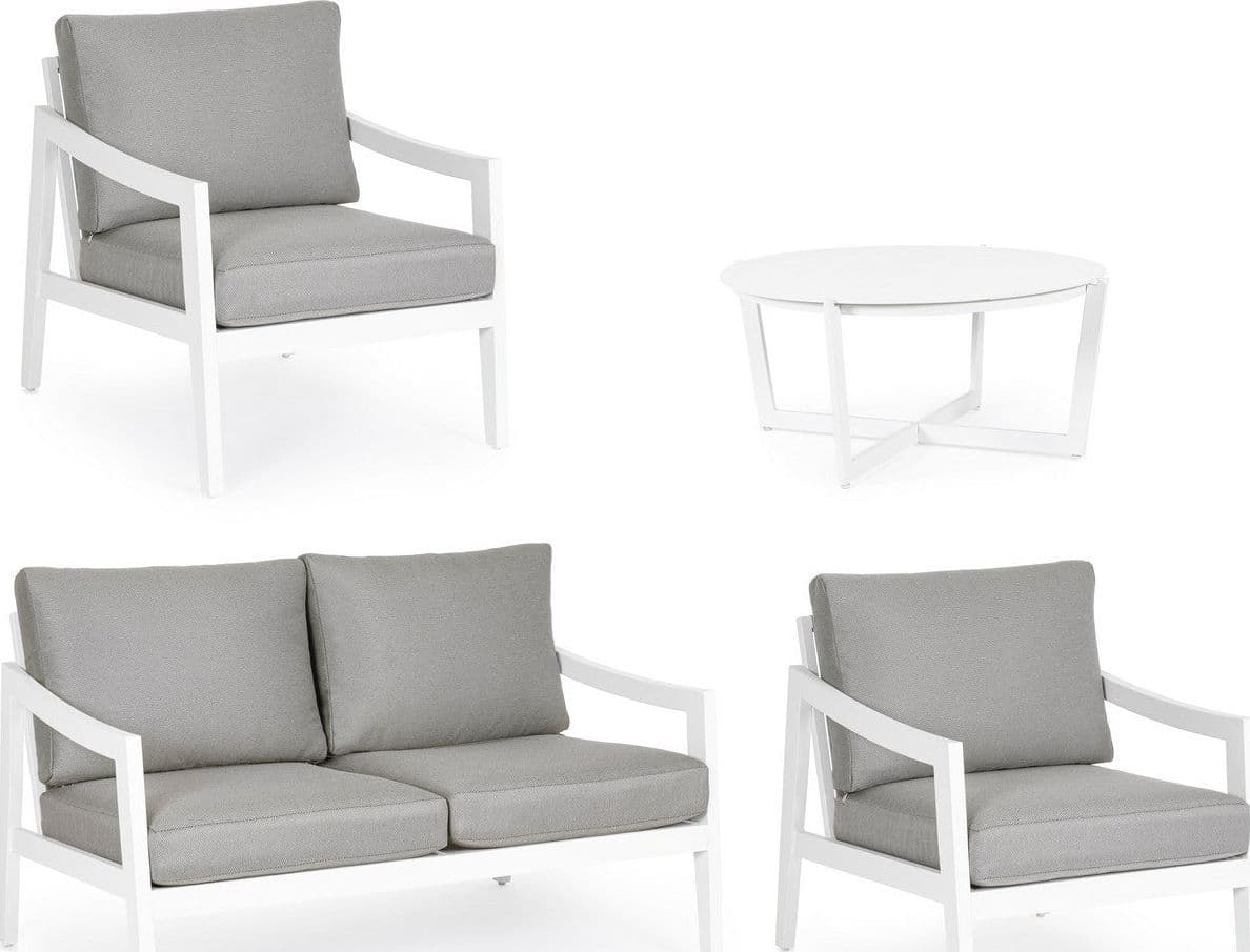 Salottino "Sirenus" con struttura in alluminio, seduta e schienale in textilene, per esterno Giardino e giardinaggio/Arredamento da giardino e accessori/Set di mobili Decor Space - Altamura, Commerciovirtuoso.it