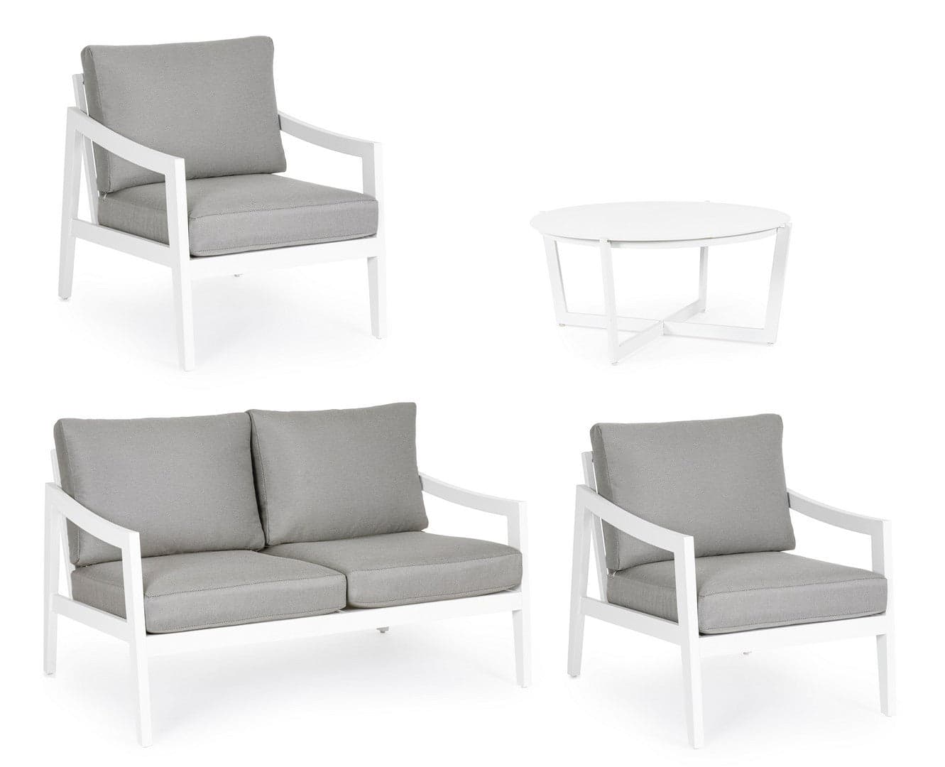 Salottino "Sirenus" con struttura in alluminio, seduta e schienale in textilene, per esterno Giardino e giardinaggio/Arredamento da giardino e accessori/Set di mobili Decor Space - Altamura, Commerciovirtuoso.it