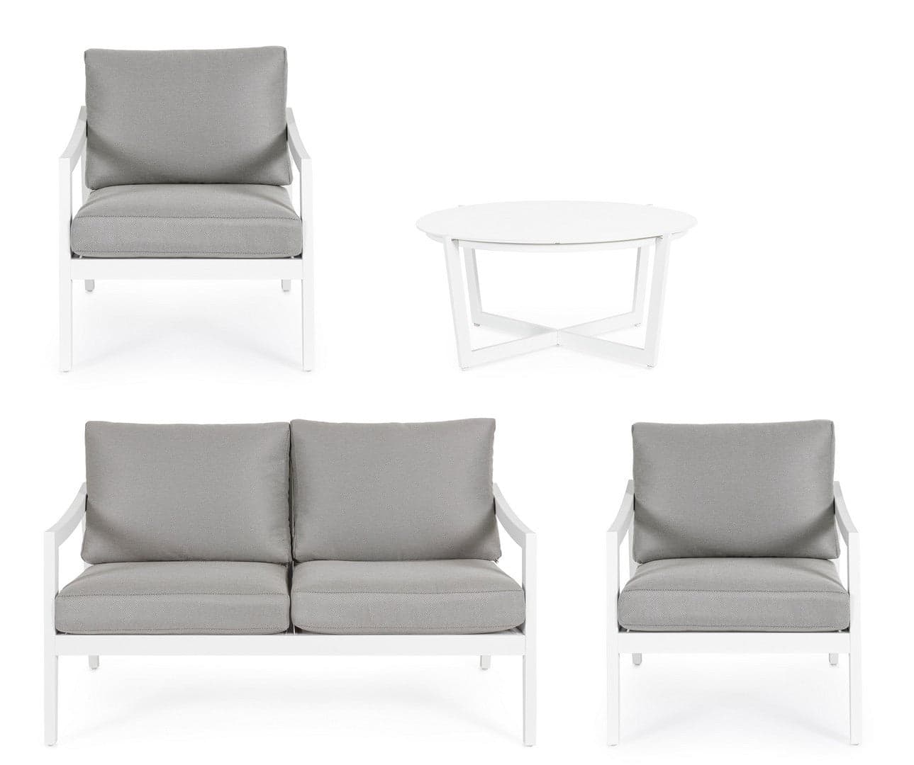 Salottino "Sirenus" con struttura in alluminio, seduta e schienale in textilene, per esterno Giardino e giardinaggio/Arredamento da giardino e accessori/Set di mobili Decor Space - Altamura, Commerciovirtuoso.it