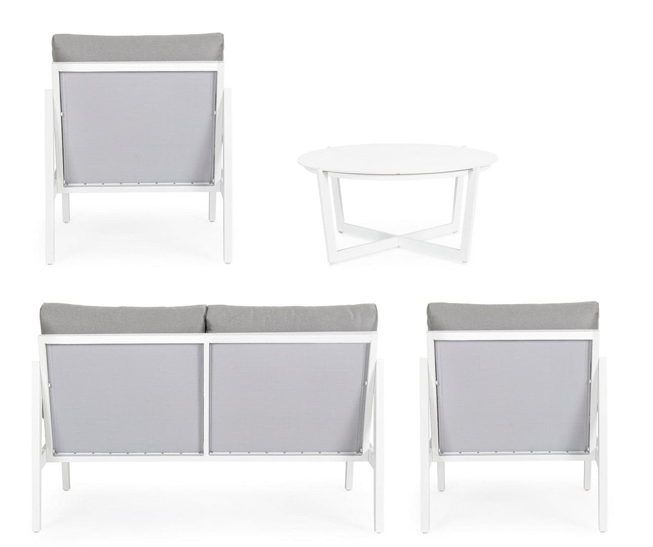 Salottino "Sirenus" con struttura in alluminio, seduta e schienale in textilene, per esterno Giardino e giardinaggio/Arredamento da giardino e accessori/Set di mobili Decor Space - Altamura, Commerciovirtuoso.it