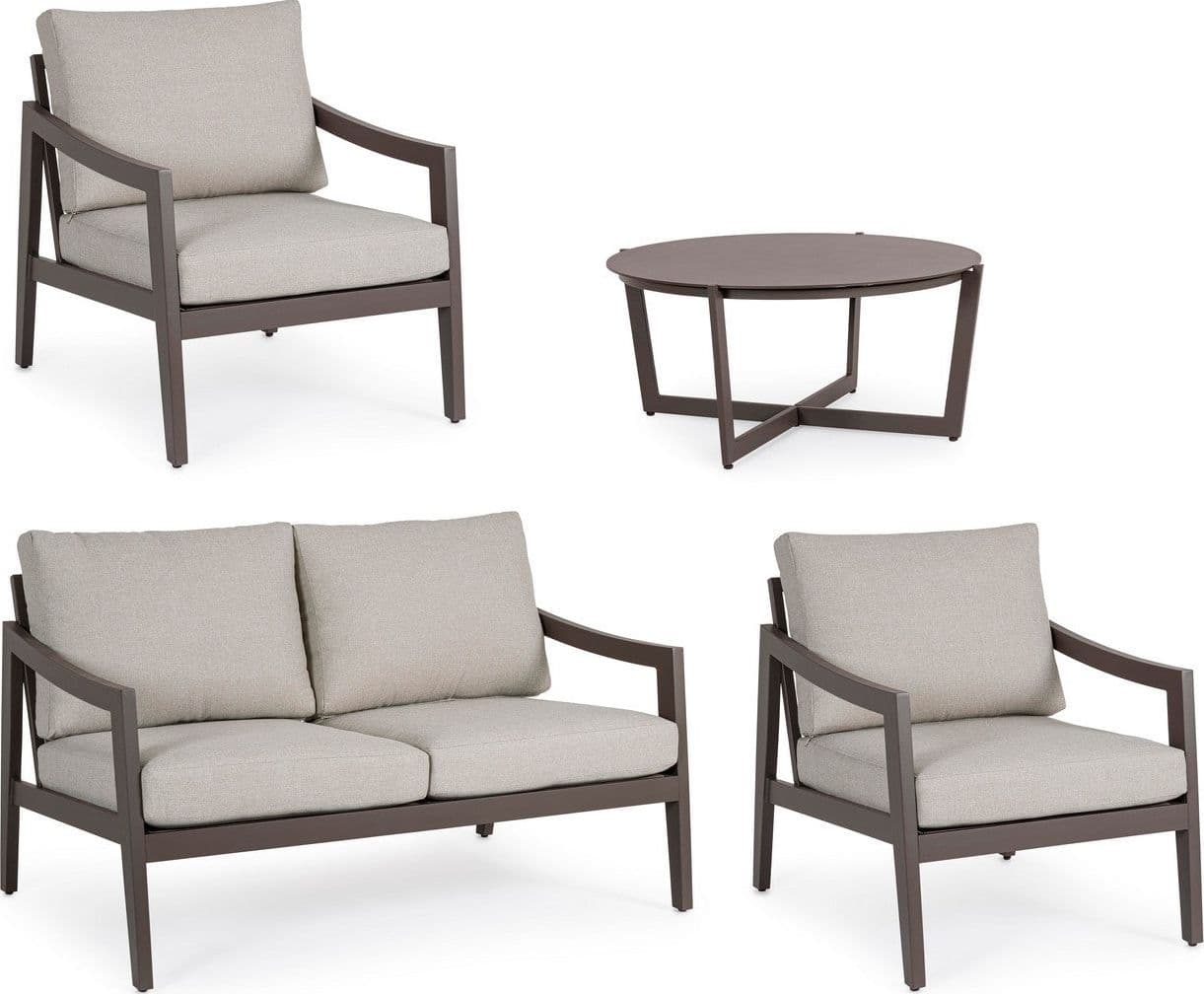 Salottino "Sirenus" con struttura in alluminio, seduta e schienale in textilene, per esterno Giardino e giardinaggio/Arredamento da giardino e accessori/Set di mobili Decor Space - Altamura, Commerciovirtuoso.it