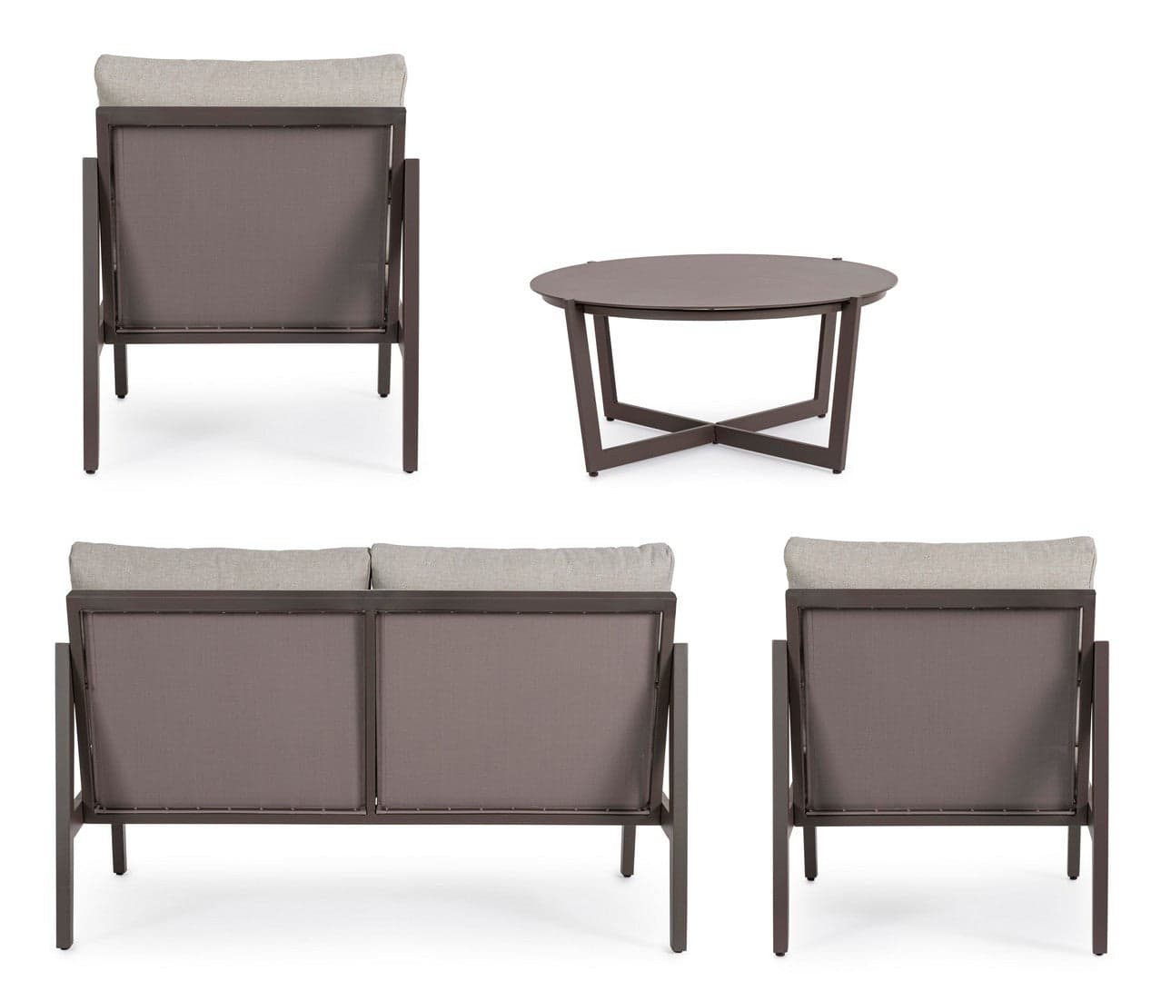 Salottino "Sirenus" con struttura in alluminio, seduta e schienale in textilene, per esterno Giardino e giardinaggio/Arredamento da giardino e accessori/Set di mobili Decor Space - Altamura, Commerciovirtuoso.it