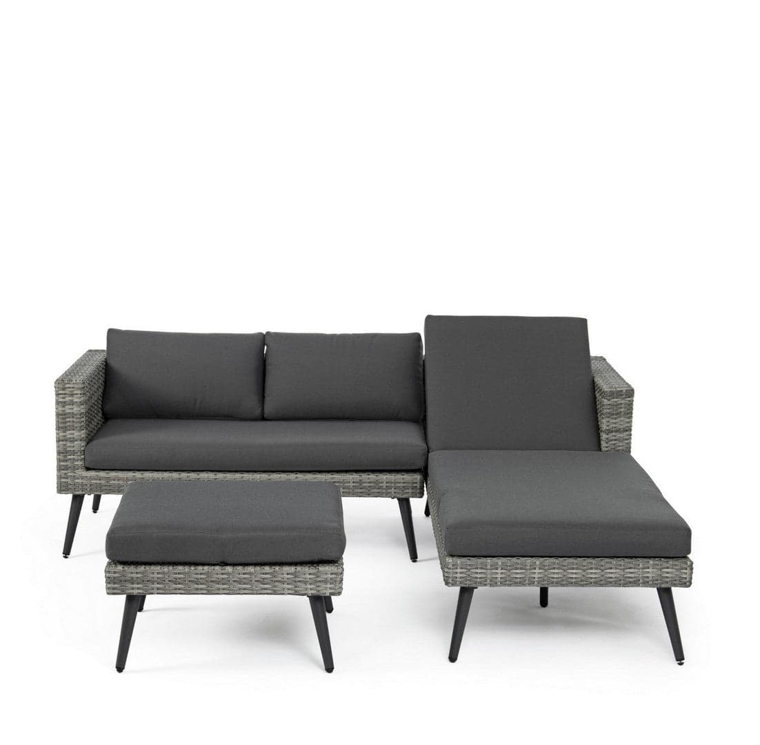 Salottino "Marlow" angolare con ottoman e divano, struttura in alluminio, per esterno Giardino e giardinaggio/Arredamento da giardino e accessori/Set di mobili Decor Space - Altamura, Commerciovirtuoso.it