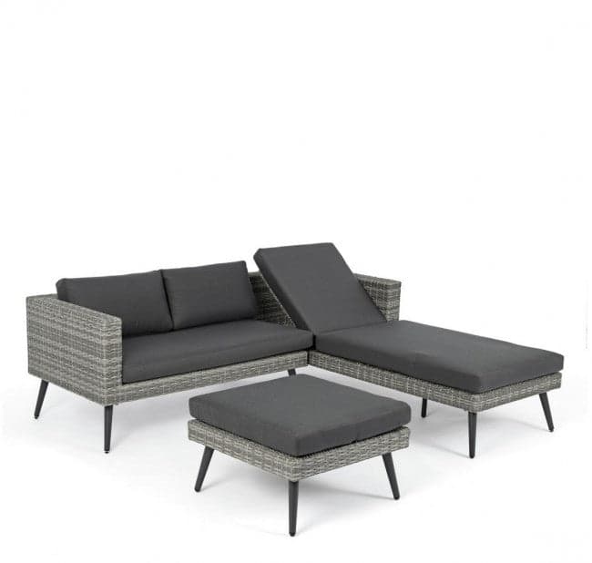 Salottino "Marlow" angolare con ottoman e divano, struttura in alluminio, per esterno Giardino e giardinaggio/Arredamento da giardino e accessori/Set di mobili Decor Space - Altamura, Commerciovirtuoso.it