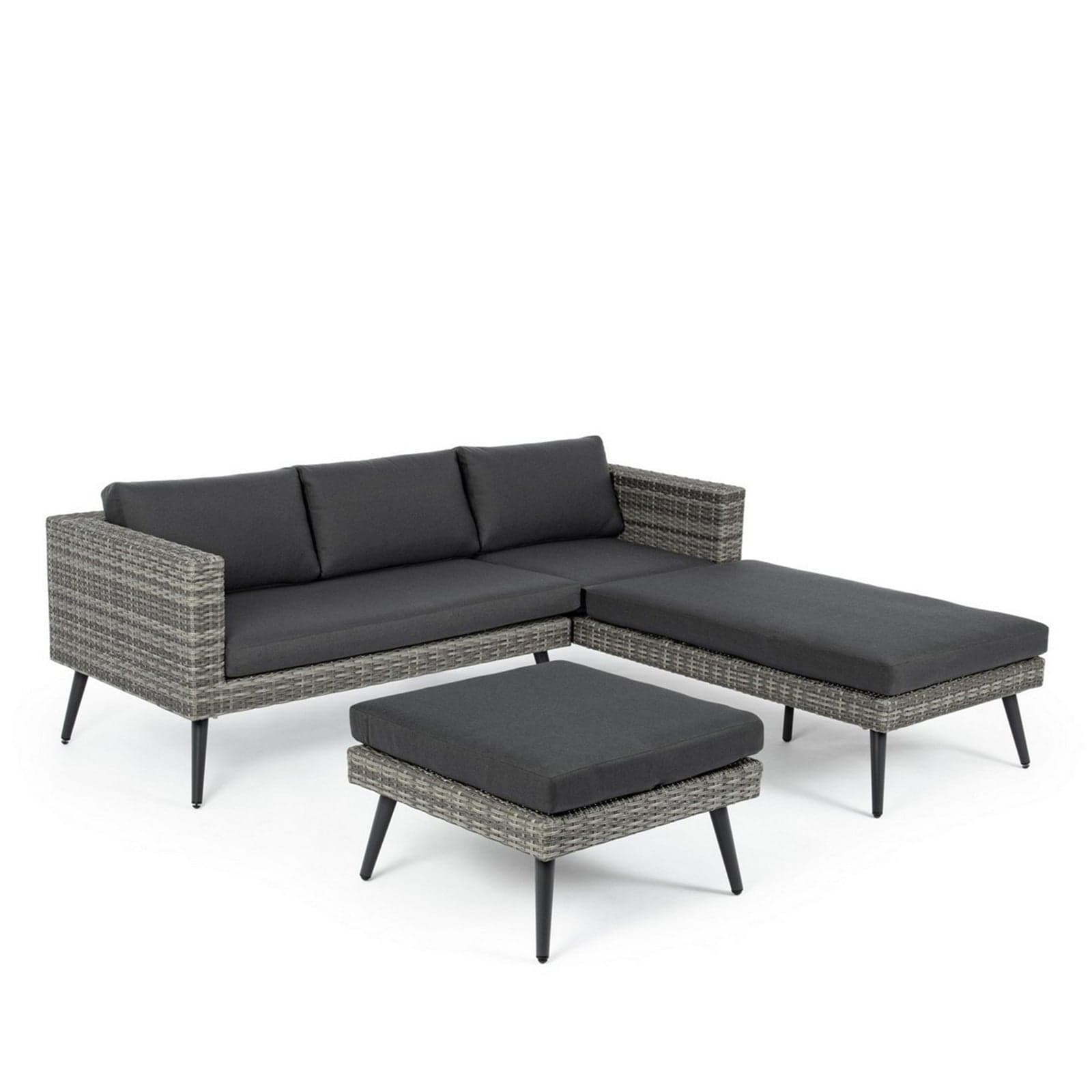 Salottino "Marlow" angolare con ottoman e divano, struttura in alluminio, per esterno in Set di mobili Decor Space - Altamura, commercioVirtuoso.it