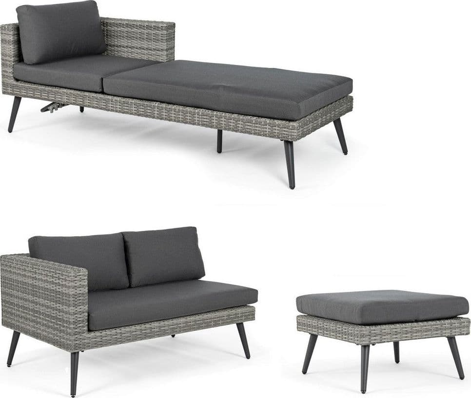 Salottino "Marlow" angolare con ottoman e divano, struttura in alluminio, per esterno Giardino e giardinaggio/Arredamento da giardino e accessori/Set di mobili Decor Space - Altamura, Commerciovirtuoso.it