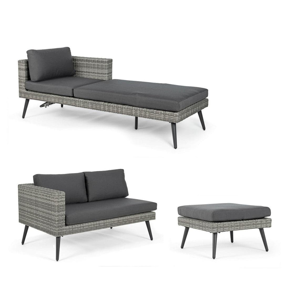 Salottino "Marlow" angolare con ottoman e divano, struttura in alluminio, per esterno Giardino e giardinaggio/Arredamento da giardino e accessori/Set di mobili Decor Space - Altamura, Commerciovirtuoso.it