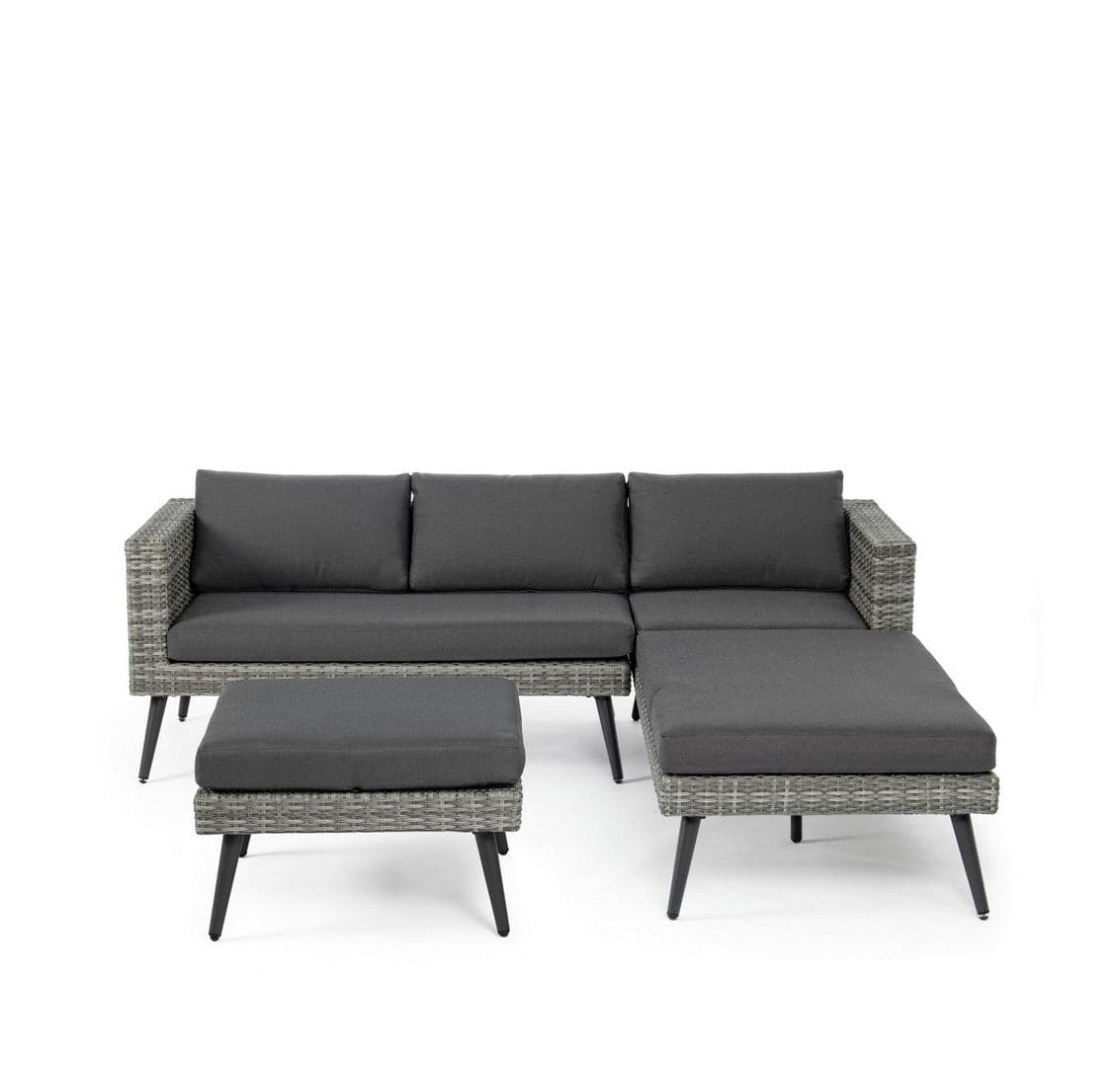 Salottino "Marlow" angolare con ottoman e divano, struttura in alluminio, per esterno Giardino e giardinaggio/Arredamento da giardino e accessori/Set di mobili Decor Space - Altamura, Commerciovirtuoso.it
