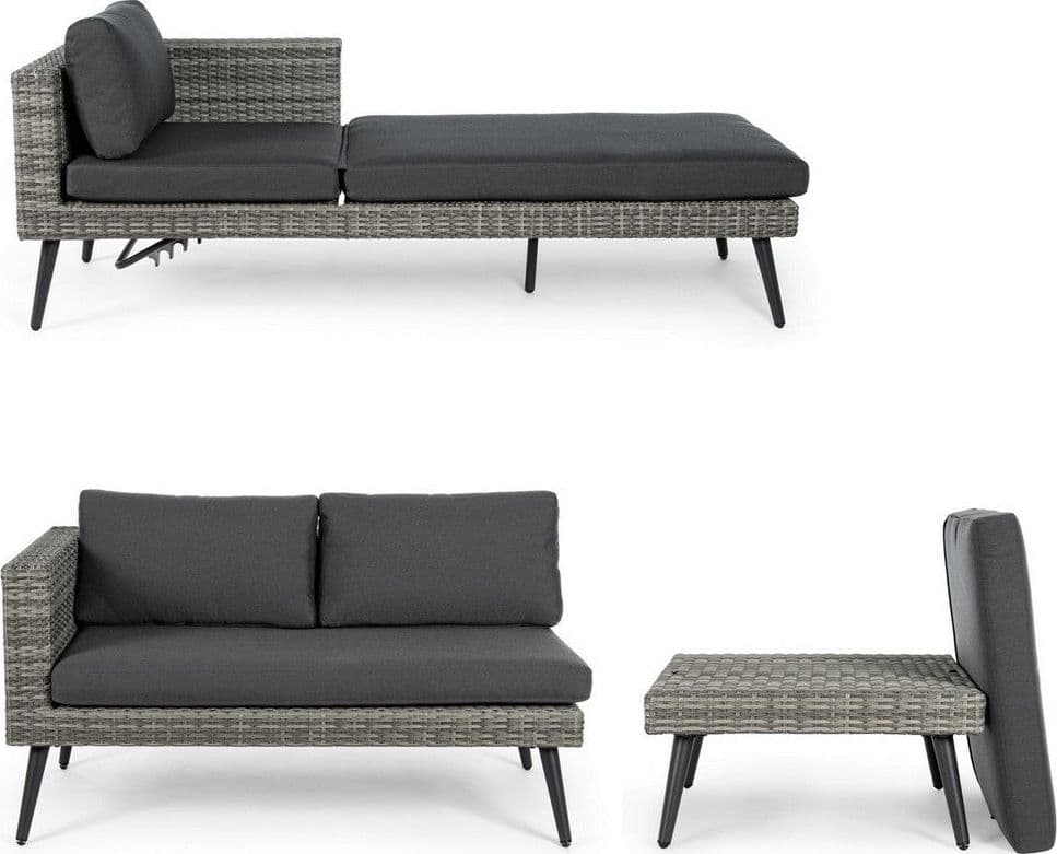 Salottino "Marlow" angolare con ottoman e divano, struttura in alluminio, per esterno Giardino e giardinaggio/Arredamento da giardino e accessori/Set di mobili Decor Space - Altamura, Commerciovirtuoso.it