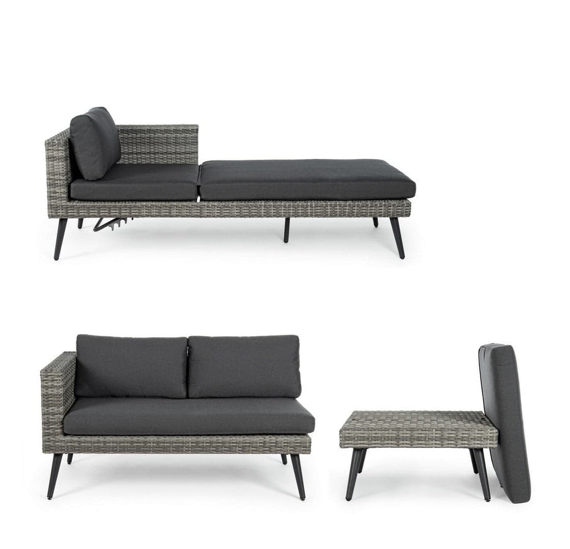 Salottino "Marlow" angolare con ottoman e divano, struttura in alluminio, per esterno Giardino e giardinaggio/Arredamento da giardino e accessori/Set di mobili Decor Space - Altamura, Commerciovirtuoso.it