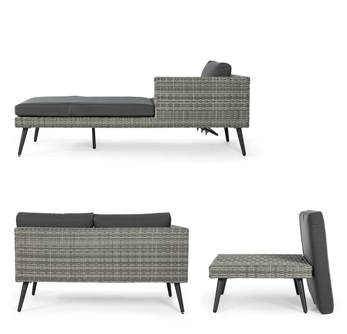 Salottino "Marlow" angolare con ottoman e divano, struttura in alluminio, per esterno Giardino e giardinaggio/Arredamento da giardino e accessori/Set di mobili Decor Space - Altamura, Commerciovirtuoso.it