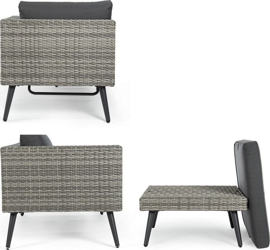 Salottino "Marlow" angolare con ottoman e divano, struttura in alluminio, per esterno Giardino e giardinaggio/Arredamento da giardino e accessori/Set di mobili Decor Space - Altamura, Commerciovirtuoso.it