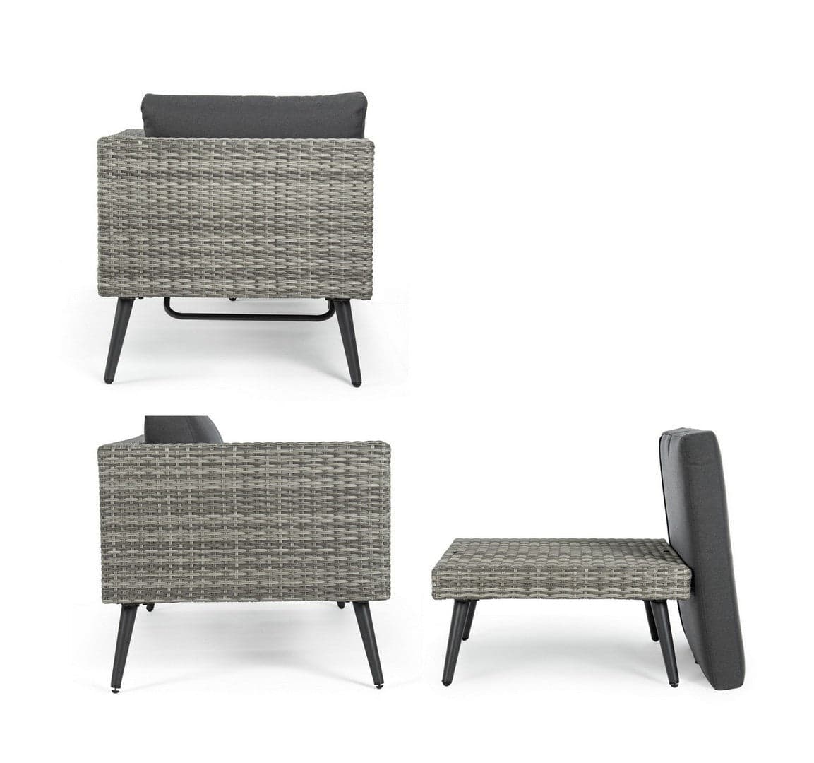 Salottino "Marlow" angolare con ottoman e divano, struttura in alluminio, per esterno Giardino e giardinaggio/Arredamento da giardino e accessori/Set di mobili Decor Space - Altamura, Commerciovirtuoso.it