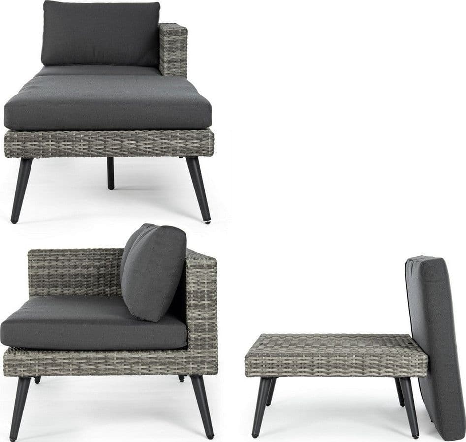 Salottino "Marlow" angolare con ottoman e divano, struttura in alluminio, per esterno Giardino e giardinaggio/Arredamento da giardino e accessori/Set di mobili Decor Space - Altamura, Commerciovirtuoso.it
