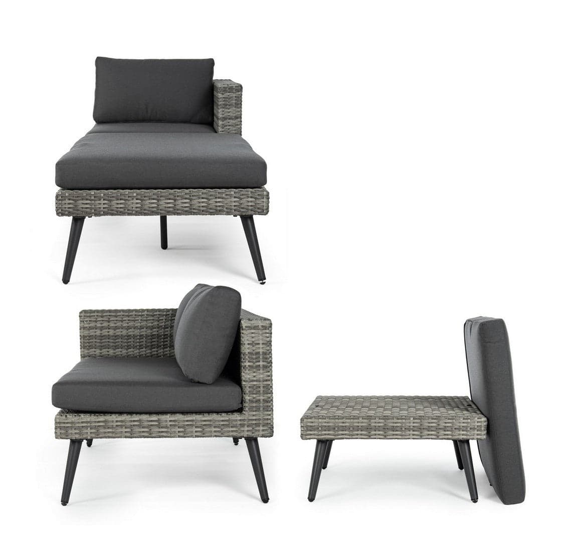 Salottino "Marlow" angolare con ottoman e divano, struttura in alluminio, per esterno Giardino e giardinaggio/Arredamento da giardino e accessori/Set di mobili Decor Space - Altamura, Commerciovirtuoso.it