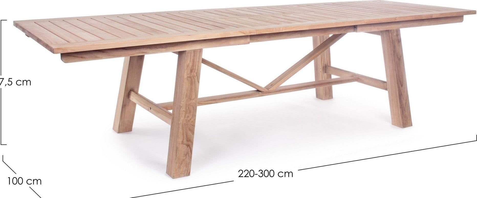 Tavolo rettangolare "Maryland" allungabile, in legno di teak SVLK, gambe solide in Tavoli standard Decor Space - Altamura, commercioVirtuoso.it