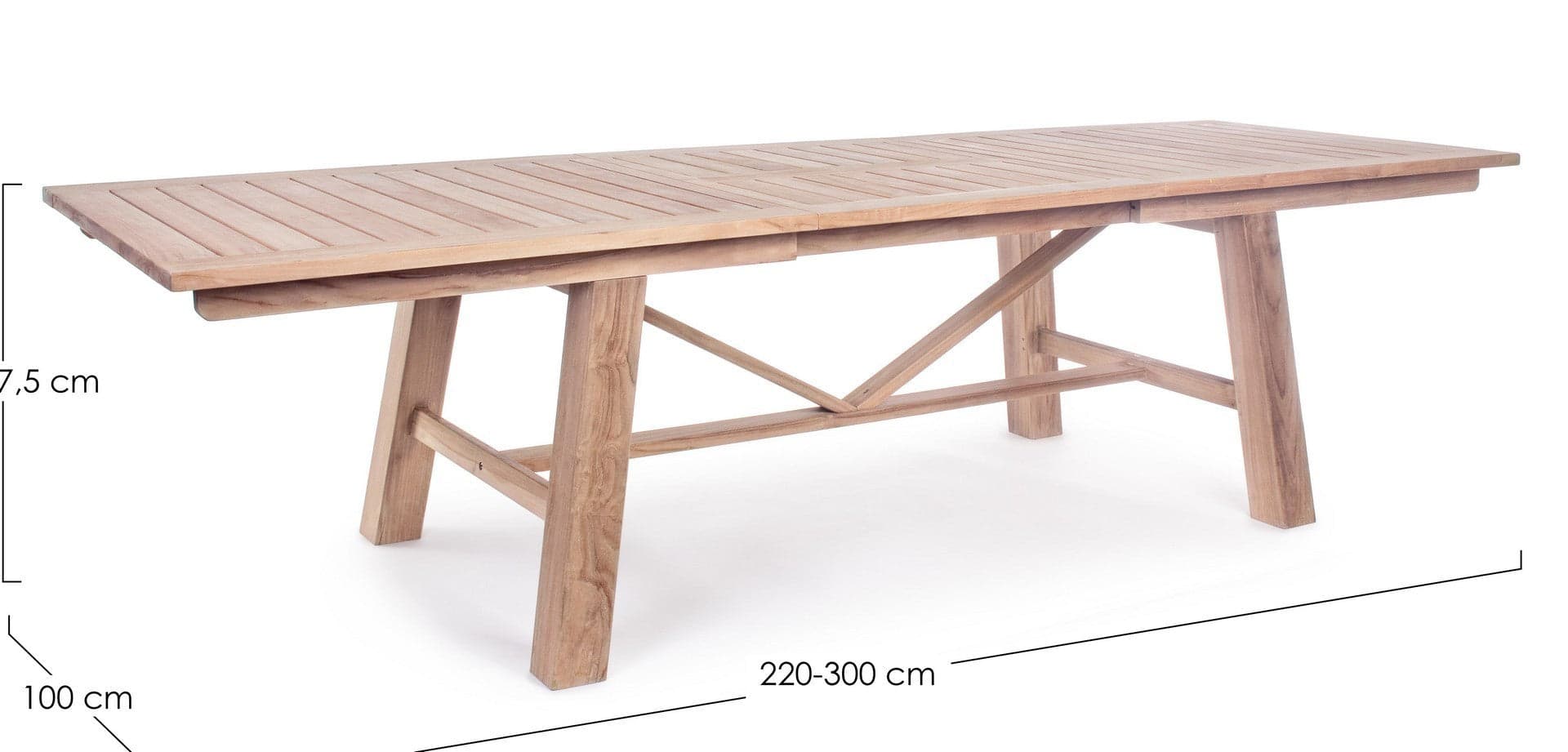 Tavolo rettangolare "Maryland" allungabile, in legno di teak SVLK, gambe solide in Tavoli standard Decor Space - Altamura, commercioVirtuoso.it