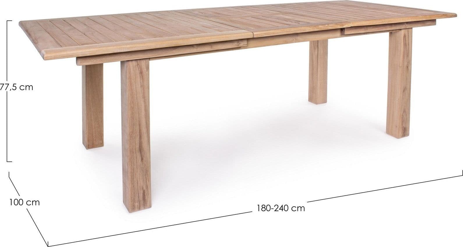 Tavolo rettangolare "Maryland" allungabile, in legno di teak SVLK, gambe solide in Tavoli standard Decor Space - Altamura, commercioVirtuoso.it