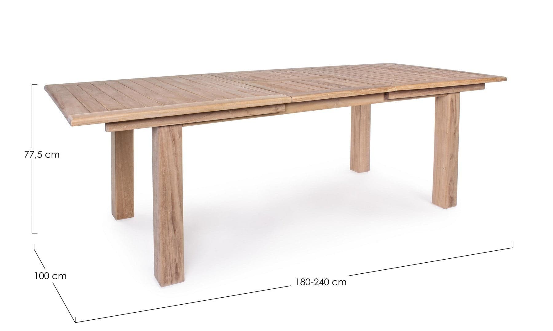 Tavolo rettangolare "Maryland" allungabile, in legno di teak SVLK, gambe solide in Tavoli standard Decor Space - Altamura, commercioVirtuoso.it