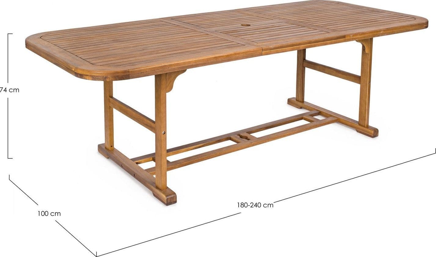 Tavolo rettangolare "Noemi" in legno di acacia, doppio bordo, finitura ad olio, per esterno in Tavoli standard Decor Space - Altamura, commercioVirtuoso.it