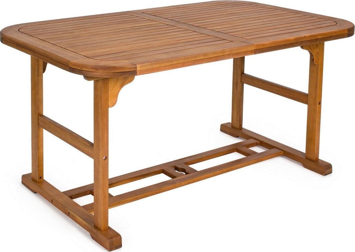 Tavolo rettangolare "Noemi" in legno di acacia, doppio bordo, finitura ad olio, per esterno in Tavoli standard Decor Space - Altamura, commercioVirtuoso.it