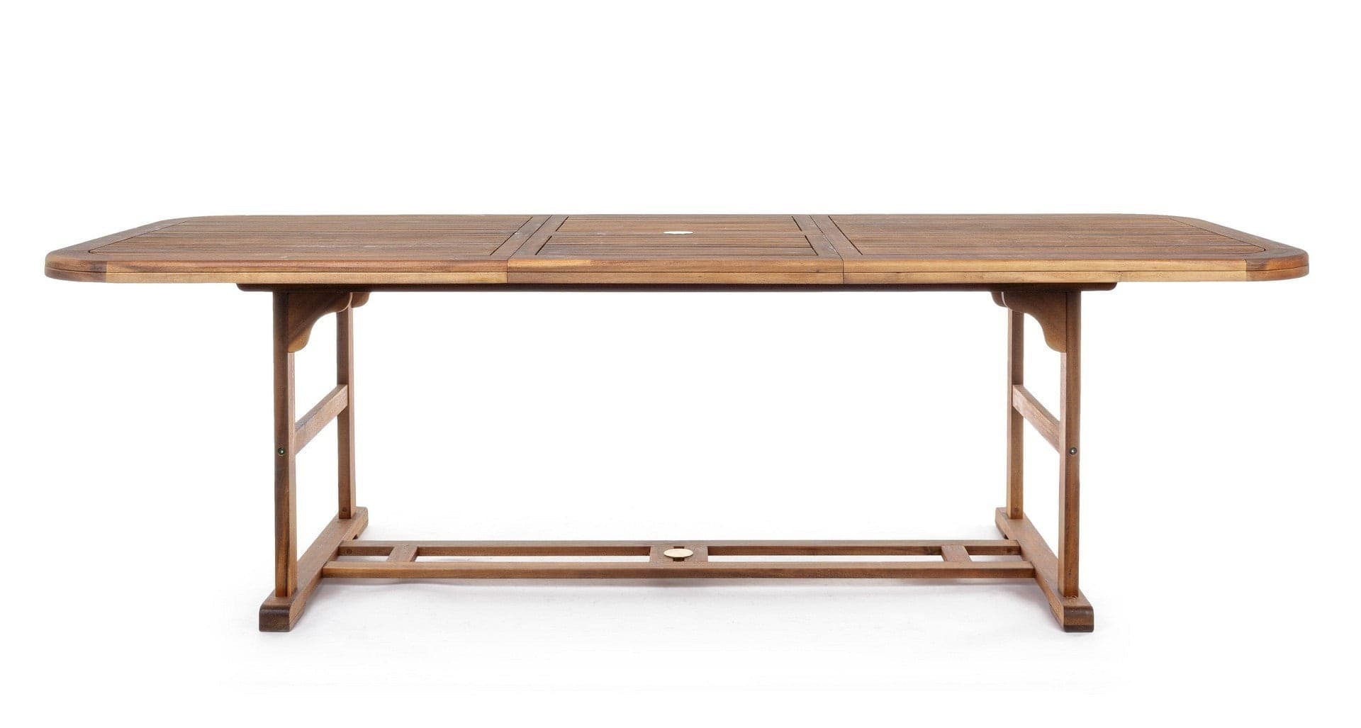 Tavolo rettangolare "Noemi" in legno di acacia, doppio bordo, finitura ad olio, per esterno in Tavoli standard Decor Space - Altamura, commercioVirtuoso.it