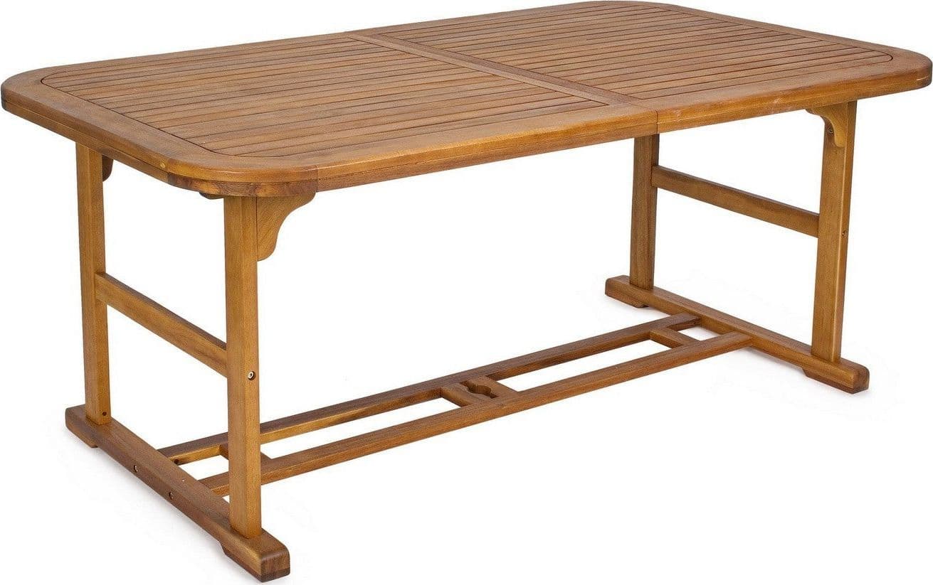 Tavolo rettangolare "Noemi" in legno di acacia, doppio bordo, finitura ad olio, per esterno in Tavoli standard Decor Space - Altamura, commercioVirtuoso.it