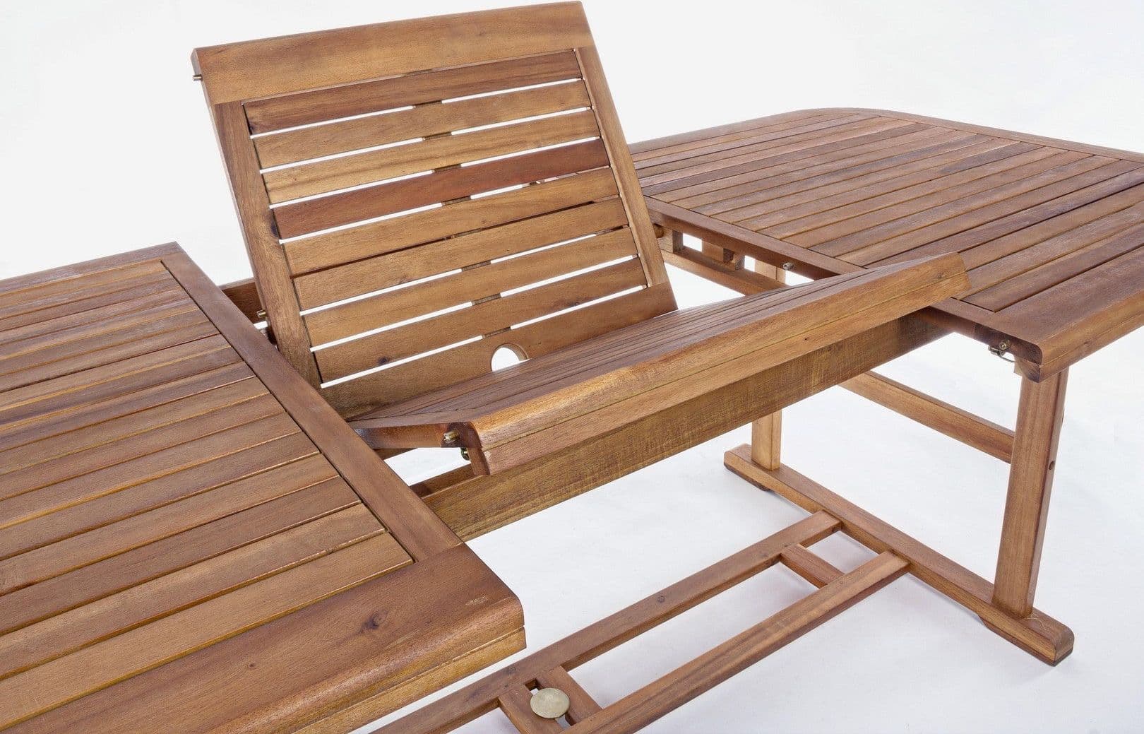 Tavolo rettangolare "Noemi" in legno di acacia, doppio bordo, finitura ad olio, per esterno in Tavoli standard Decor Space - Altamura, commercioVirtuoso.it