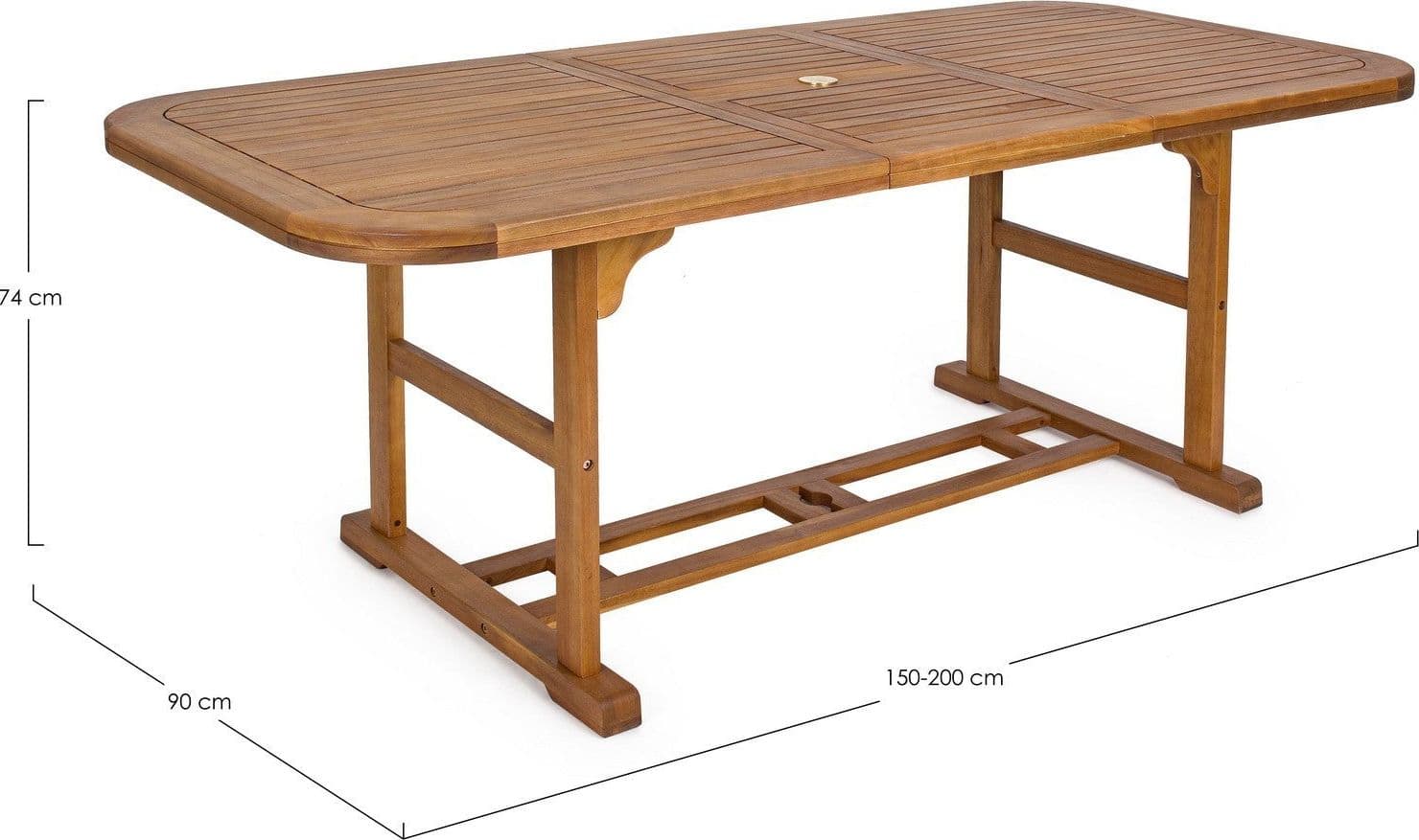 Tavolo rettangolare "Noemi" in legno di acacia, doppio bordo, finitura ad olio, per esterno in Tavoli standard Decor Space - Altamura, commercioVirtuoso.it