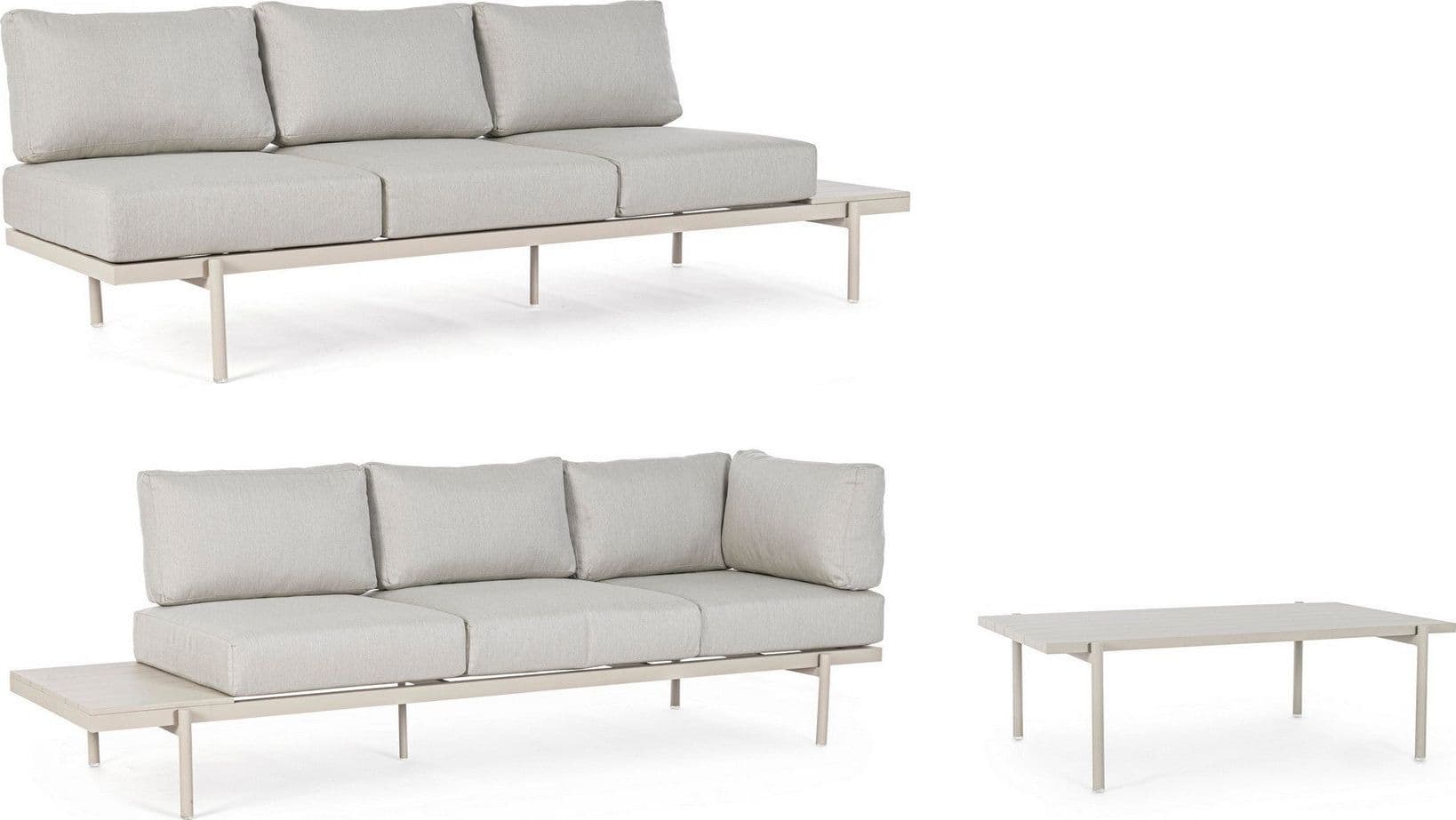 Salottino angolare con tavolino "Kendall Rastin" in alluminio, seduta in tessuto, per esterno Giardino e giardinaggio/Arredamento da giardino e accessori/Set di mobili Decor Space - Altamura, Commerciovirtuoso.it