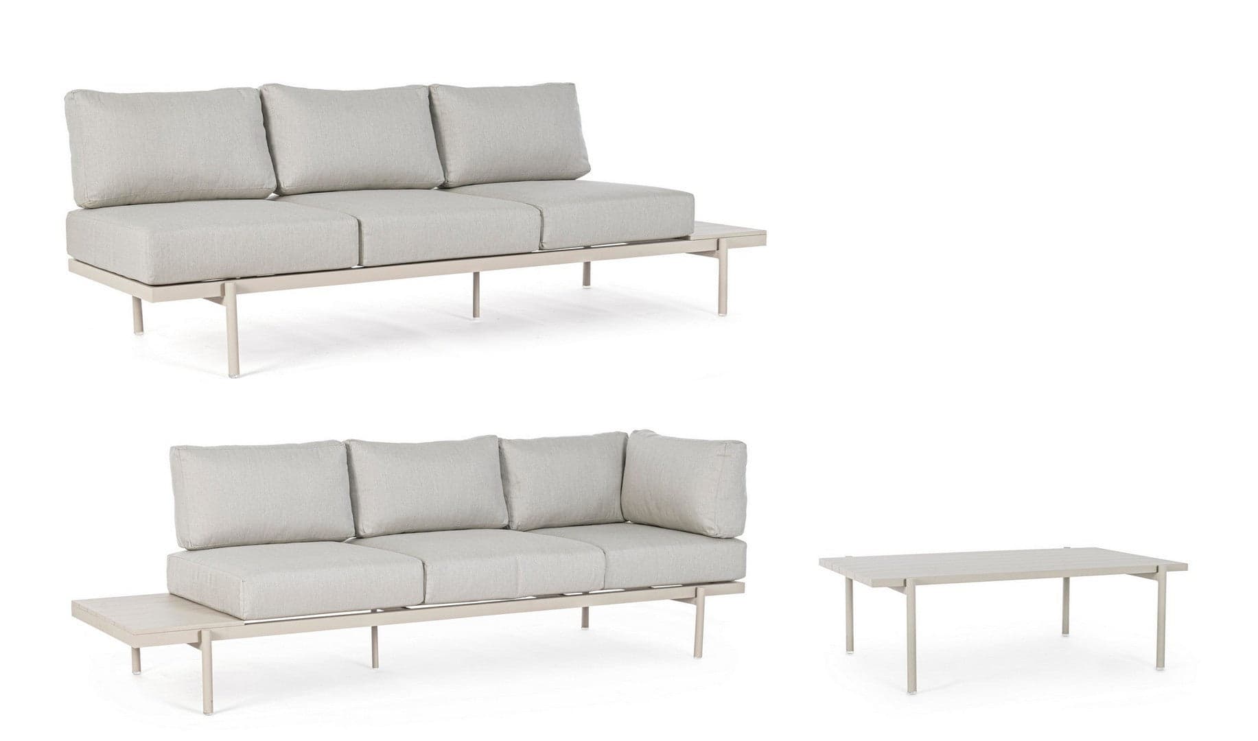 Salottino angolare con tavolino "Kendall Rastin" in alluminio, seduta in tessuto, per esterno Giardino e giardinaggio/Arredamento da giardino e accessori/Set di mobili Decor Space - Altamura, Commerciovirtuoso.it