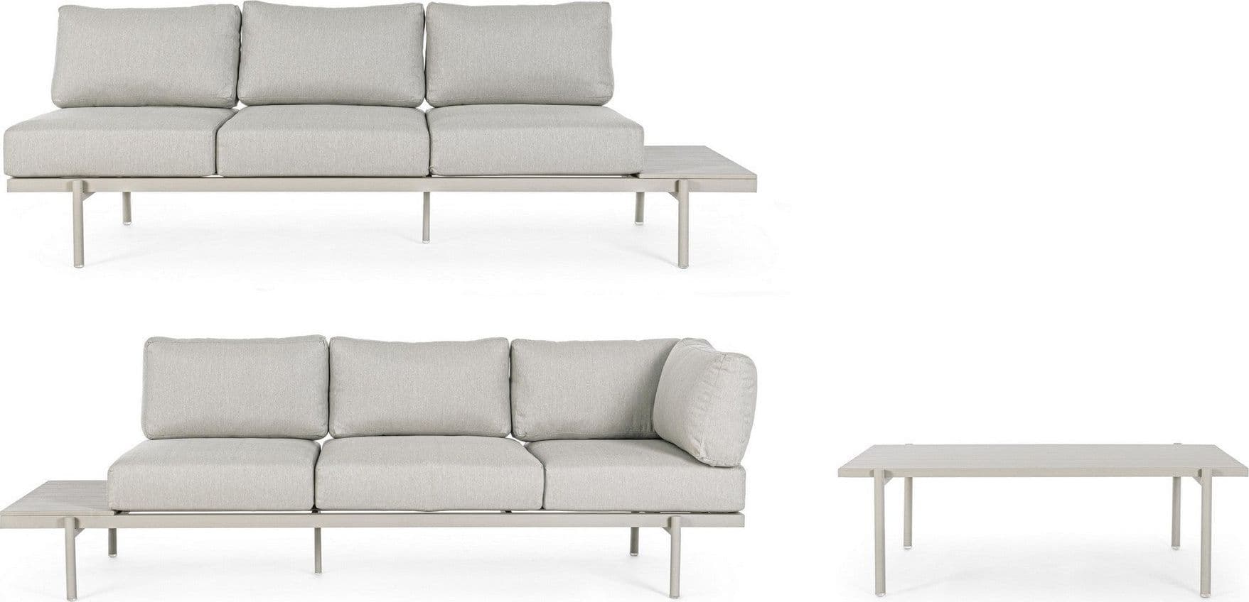 Salottino angolare con tavolino "Kendall Rastin" in alluminio, seduta in tessuto, per esterno Giardino e giardinaggio/Arredamento da giardino e accessori/Set di mobili Decor Space - Altamura, Commerciovirtuoso.it