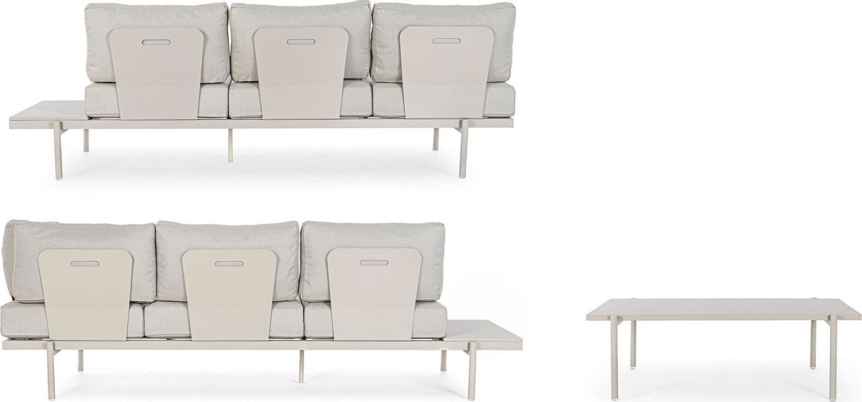 Salottino angolare con tavolino "Kendall Rastin" in alluminio, seduta in tessuto, per esterno Giardino e giardinaggio/Arredamento da giardino e accessori/Set di mobili Decor Space - Altamura, Commerciovirtuoso.it