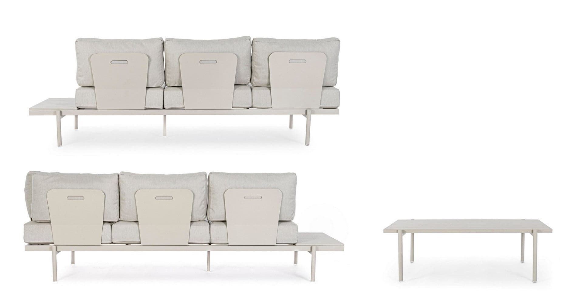 Salottino angolare con tavolino "Kendall Rastin" in alluminio, seduta in tessuto, per esterno Giardino e giardinaggio/Arredamento da giardino e accessori/Set di mobili Decor Space - Altamura, Commerciovirtuoso.it