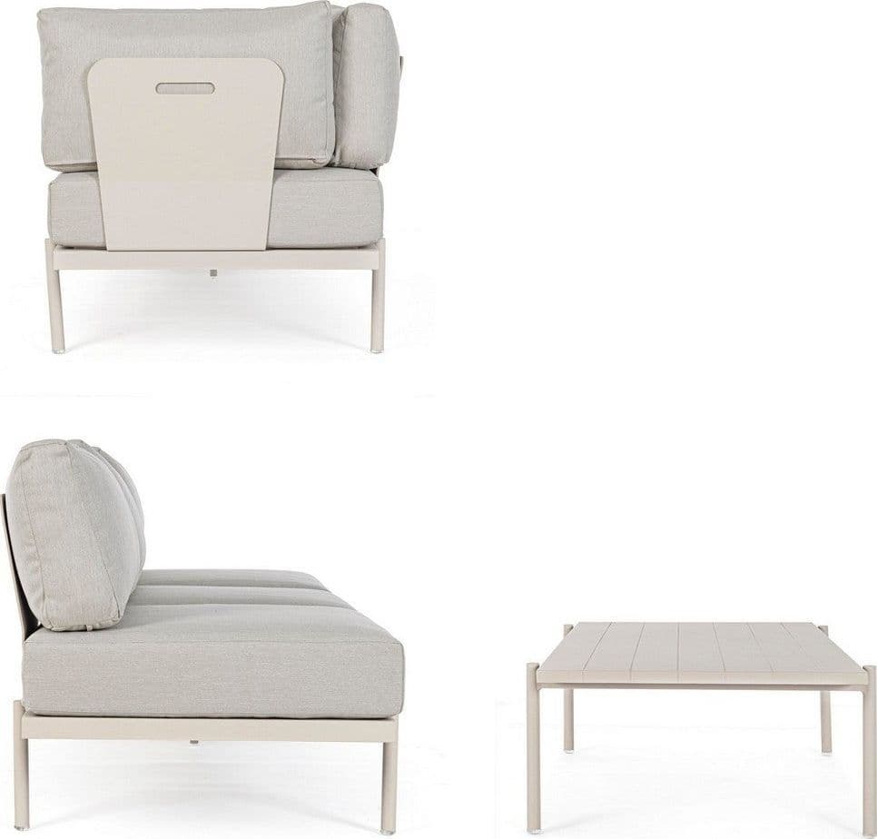 Salottino angolare con tavolino "Kendall Rastin" in alluminio, seduta in tessuto, per esterno Giardino e giardinaggio/Arredamento da giardino e accessori/Set di mobili Decor Space - Altamura, Commerciovirtuoso.it
