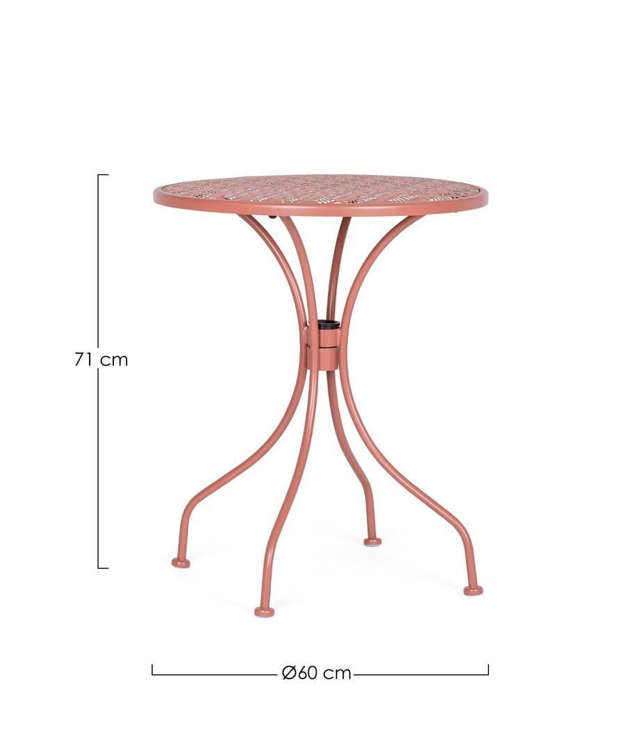 Tavolino rotondo "Lizette" con struttura in acciaio, finitura opaca, per esterno in Tavoli standard Decor Space - Altamura, commercioVirtuoso.it