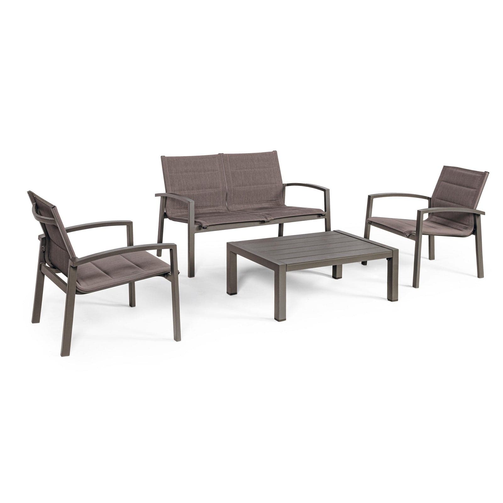 Salottino "Laiken" con poltroncine, divanetto e tavolino, struttura in alluminio, per esterno in Set di mobili Decor Space - Altamura, commercioVirtuoso.it