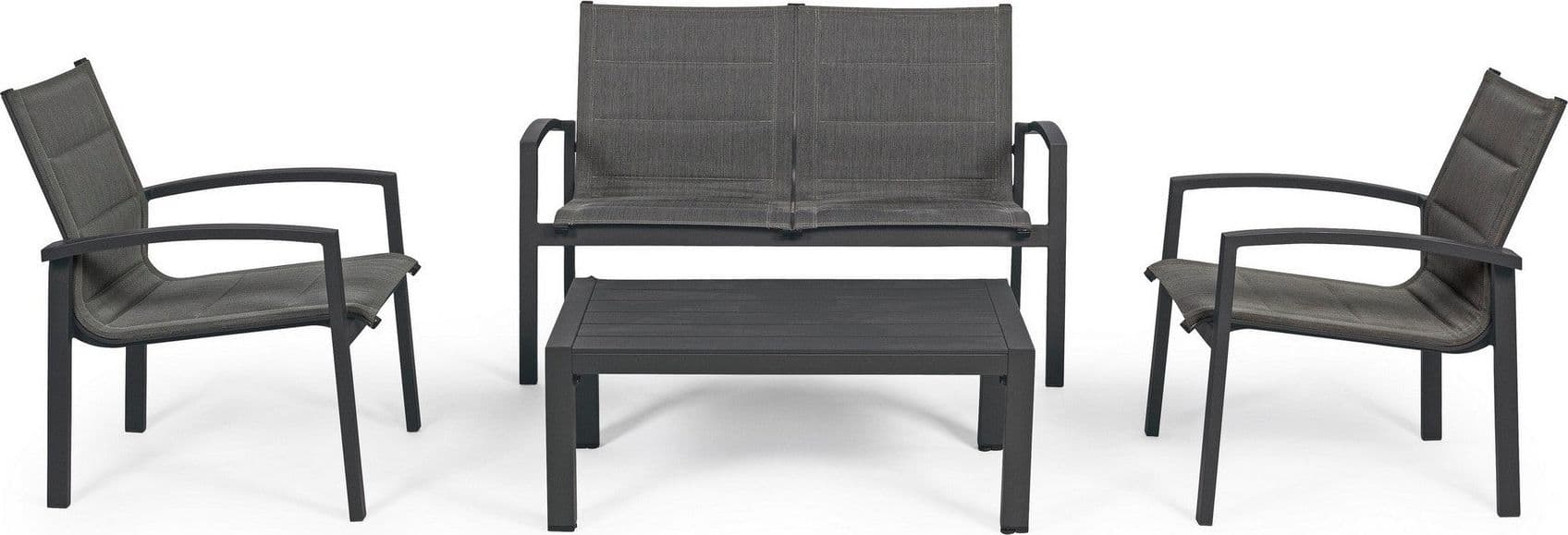 Salottino "Laiken" con poltroncine, divanetto e tavolino, struttura in alluminio, per esterno Giardino e giardinaggio/Arredamento da giardino e accessori/Set di mobili Decor Space - Altamura, Commerciovirtuoso.it