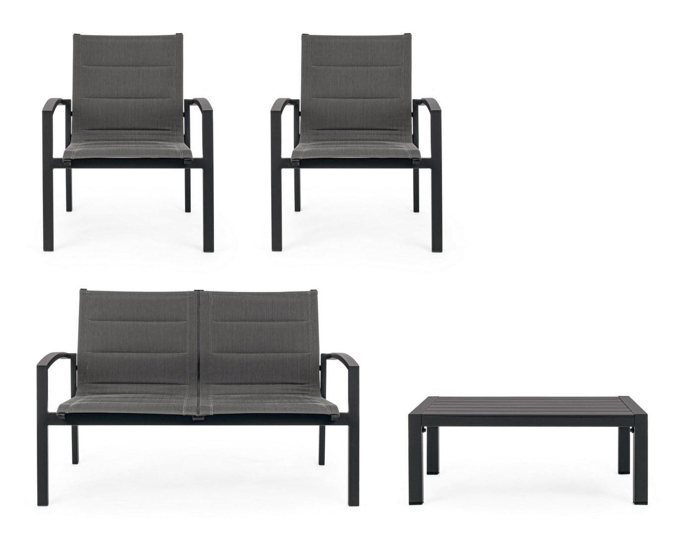Salottino "Laiken" con poltroncine, divanetto e tavolino, struttura in alluminio, per esterno Giardino e giardinaggio/Arredamento da giardino e accessori/Set di mobili Decor Space - Altamura, Commerciovirtuoso.it