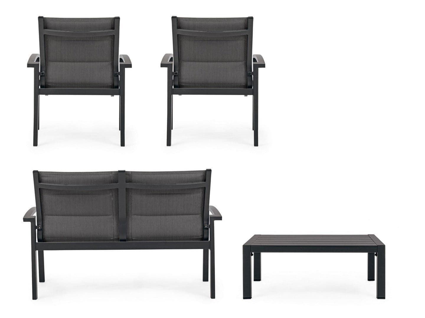 Salottino "Laiken" con poltroncine, divanetto e tavolino, struttura in alluminio, per esterno Giardino e giardinaggio/Arredamento da giardino e accessori/Set di mobili Decor Space - Altamura, Commerciovirtuoso.it